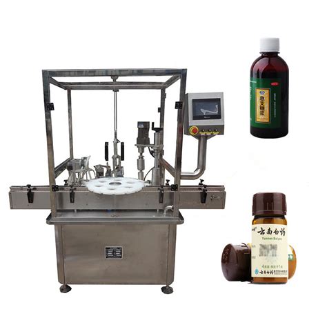 Pharmaceutical Cough Syrup Bottle Filling Sealing Labeling Machine