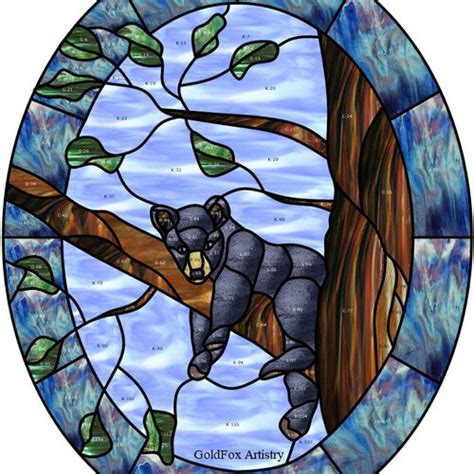 Black Bear In A Aspen Tree Stained Glass Pattern Pdf Download Etsy