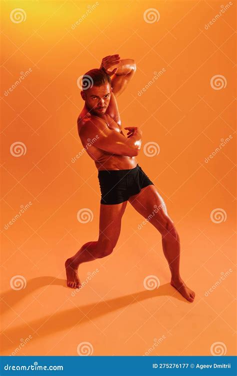 Man Bodybuilder Boxer Muscle Workout With Naked Torso With Abs Posing In Studio Advertising