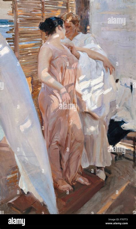 Joaqu N Sorolla Y Bastida The Pink Robe After The Bath Stock Photo