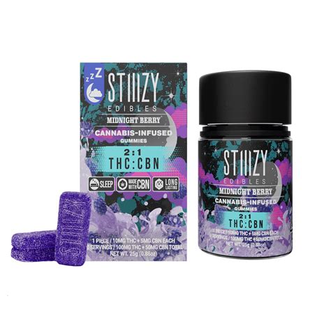 Stiiizy Cbn Gummies 2 1 Thc Cbn Midnight Berry 100mg Thc 50mg Cbn