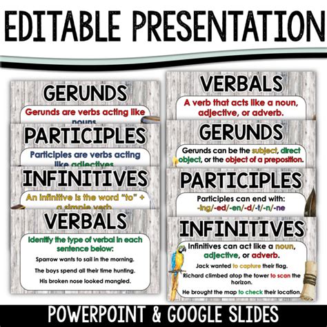 Verbals Lesson Worksheets Gerunds Infinitives Participles