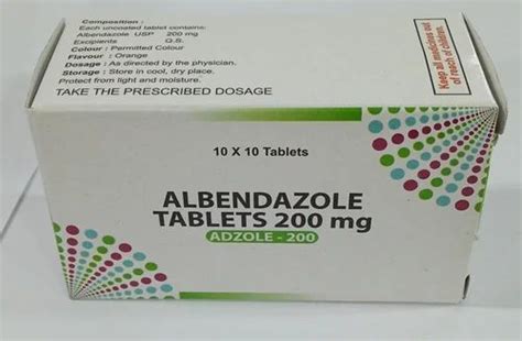 As Directed By The Physician Albendazole Tablet 200 Mg At ₹ 120box In