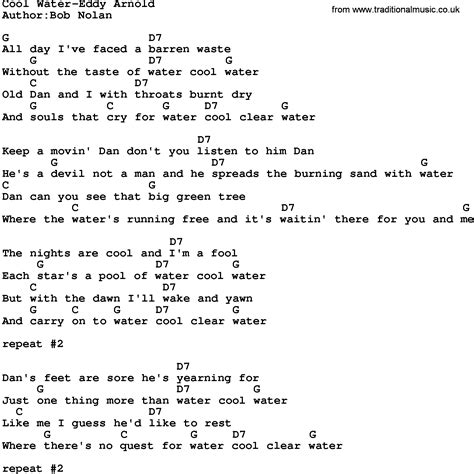 country musiccool water eddy arnold lyrics  chords