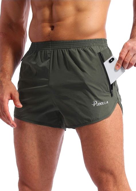 Pudolla Mens Running Shorts 3 Inch Quick Dry Gym Athletic Workout