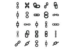 Chain Link Icons Set Simple Vector Bike Link