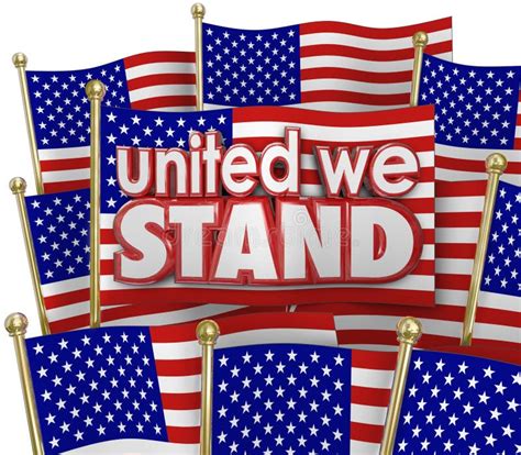 United We Stand American Flags Usa Unity Motto Together Stock