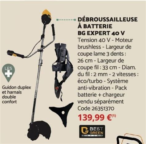 Promo Débroussailleuse à Batterie BG Expert 40V chez Bricomarché