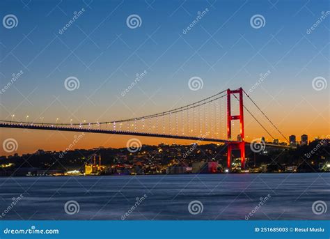 Istanbul Bosphorus Bridge with Sunset View. Stock Image - Image of bosphorus, building: 251685003