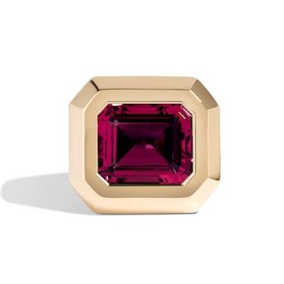 Zales x SHAHLA Emerald-Cut Lab-Created Ruby Deco Signet Ring in 14K ...