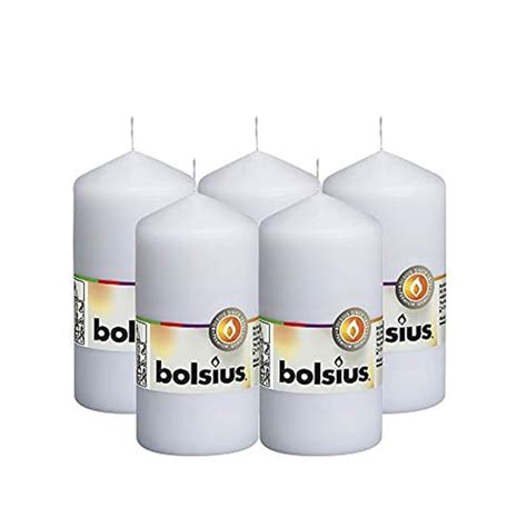 Buy BOLSIUS Set Of 5 White Unscented Dripless Pillar Candles Aprox 2 25