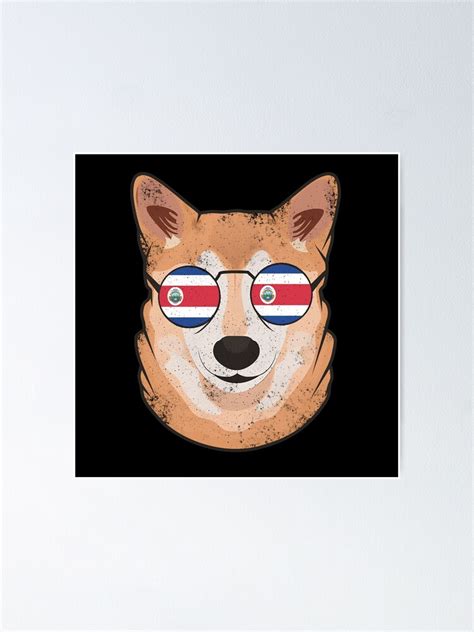 Póster Bandera de Costa Rica patriótica de Shiba Inu de la vendimia