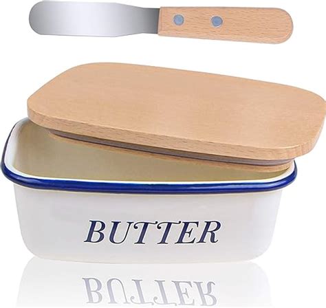 Webake Enamel Butter Dish With Lid Farmhouse Butter Dish