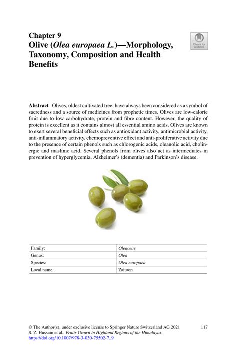 Pdf Olive Olea Europaea L—morphology Taxonomy Composition And