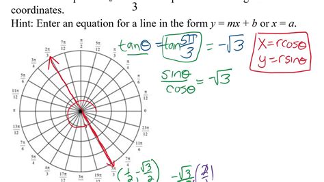 Trig Convert Polar Equation Theta Equals 5pi 3 To Rectangular Coordinates Youtube