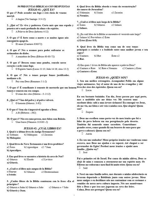 Perguntas Bíblicas Com Respostas - 50 Perguntas Bíblicas Com Respostas | PDF | Gênesis (livro) | Jesus