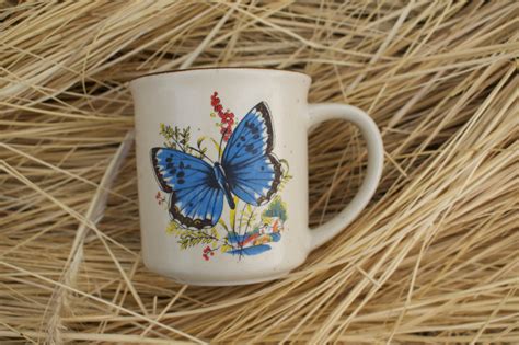 Hand Crafted Vintage Butterfly Mug Etsy