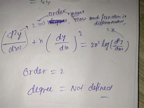 Find The Order And Degree If Defined Of The Differential Equation [ Frac { Mathrm { D } { 2