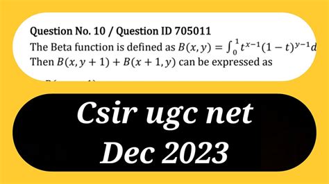 Csir Ugc Net Dec 2023 Mathematical Physics Numerical Problem On Beta Function Ms Priyanka