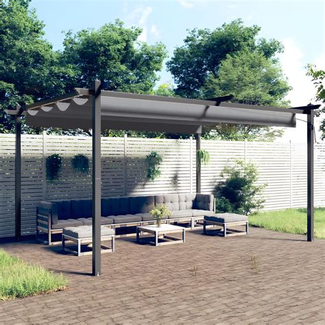 Gazebo Tenda de recepção de jardim telhado retrátil 4x3 m