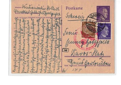 DR Ganzsache Postkarte Zensur 1942 Davos Kaufen Auf Ricardo