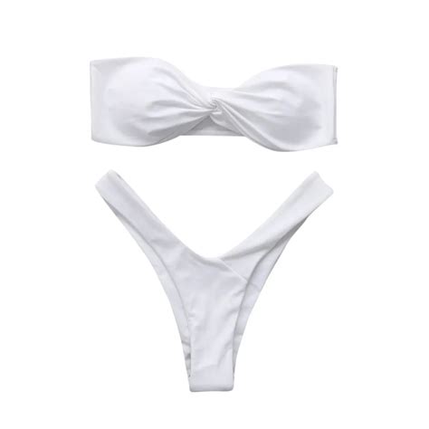 Fried Dough Twist Bra Women Bikini Suit 2019 Strapless Bow Knot Top