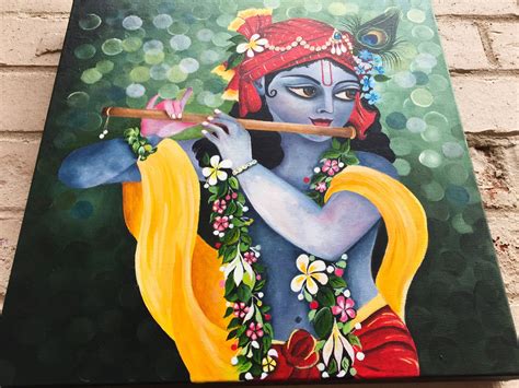 Buy Krishna Painting Acrylic Painting on Canvas Deep Edge Online in India - Etsy