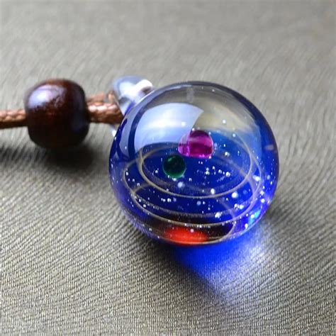 Vintage Glas Ball Planet Universum Starry Sky Galaxy Anh Nger Halskette