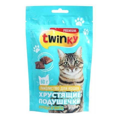Лакомство для кошек Twinky Хрустящие подушечки курица-мята 60g | отзывы