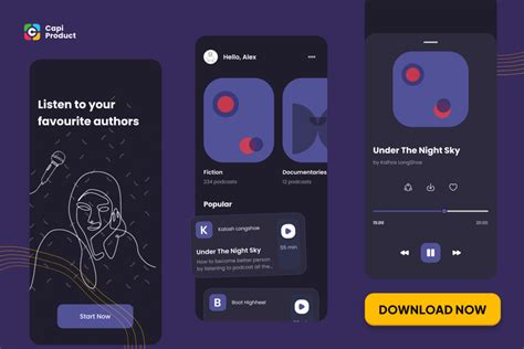 Podcast App Dark Mode Design Style