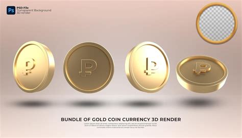 Premium Psd Bundle Of Ruble Currency Model Icon Symbol Coin Gold D