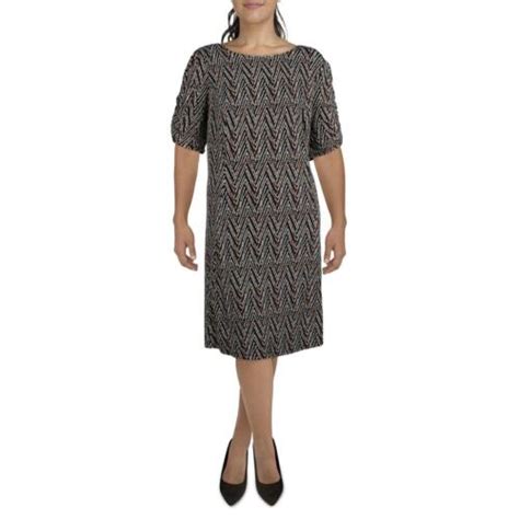 Jessica Howard Womens Navy Knit Printed Work Wear Shift Dress Plus 22w