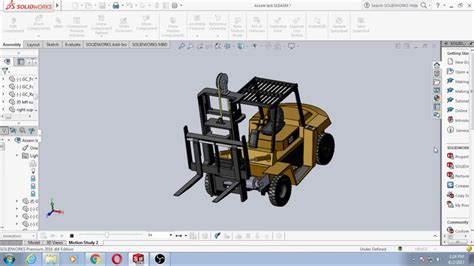 Modified Forklift With Hoisting Drum Solidworks Animation Youtube