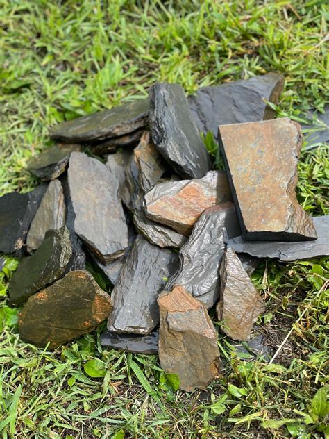 100lbs NATURAL SLATE STONE Garden Bed, Flower Bed, Landscaping, Yard ...