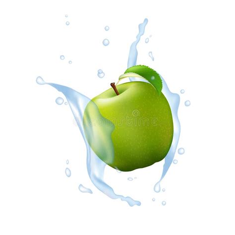 Green Apple Fruit Milk Water Juice Yogurt Splash Illustration Is Stock