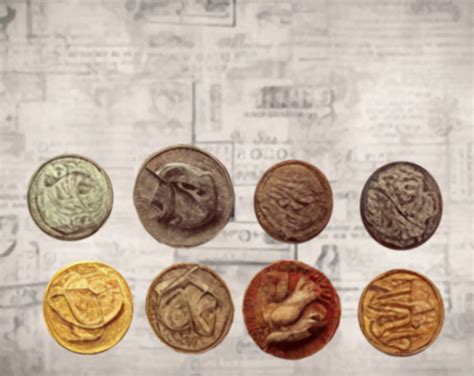 Warm Colored Medieval Coins: 8 Realistic Inventory Items by Rachel Chen