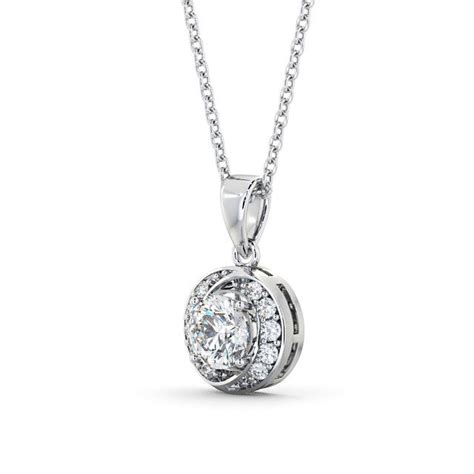 Halo Round Diamond Pendant 18K White Gold Cialla Angelic Diamonds