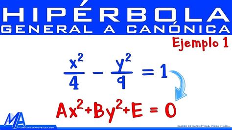 Pasar de la ecuación canónica a la general de la Hipérbola Ejemplo 1