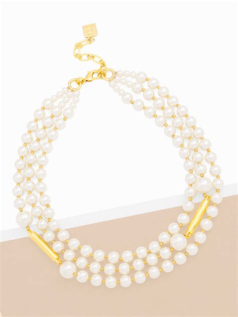 Layered Pearl Collar Necklace With Metal Bar Zenzii Wholesale Jewelry