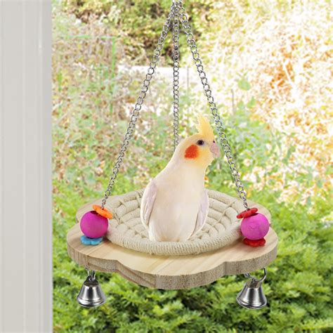 Buy Bird Breeding Nest Handmade Weave Rope Hanging Bed With Bells And Beads For Cockatiel