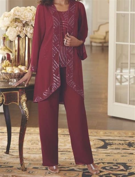 Women S Mother Of Bride Groom Wedding Party3PC Duster Pant Suit Plus