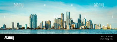 the skyline of miami during sunset, florida Stock Photo - Alamy