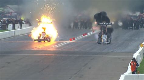 Nhra Terry Mcmillen Engine Explodes In Ball Of Fire Youtube