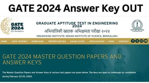 Gate Answer Key And Question Paper Released At Gate Iisc Ac In