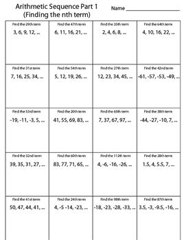 Arithmetic Sequence Worksheet