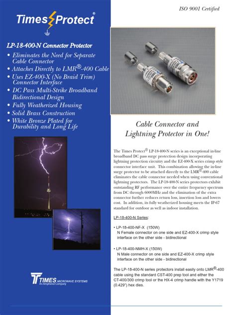 Lp 18 400 N Lightening Protector Datasheet Pdf Electrical Connector