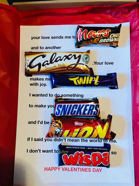 Personalised Valentines Chocolate Candy Bar Love Letter Poetry T Card Red Vinyl Text Includ