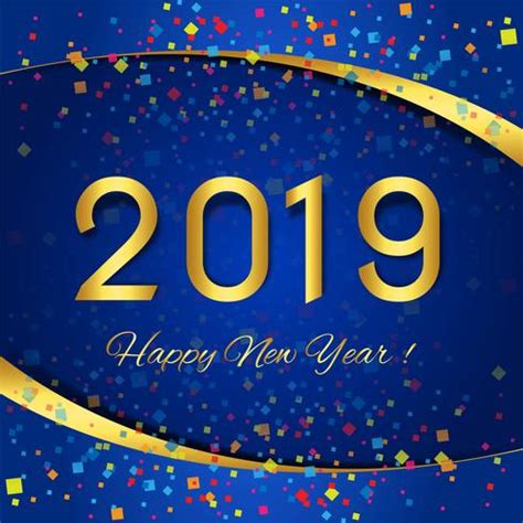 Happy New Year 2019 Card Celebration Colorful Background 266643 Vector