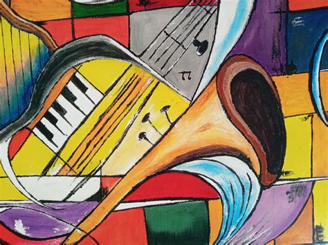 Abstract Painting Musical Instruments Art Print Geometric Modern Jazz