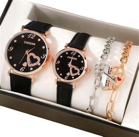 Conjunto Reloj De Cuarzo Con Esfera De Amor Para Hombre Y Mujer Luegopago